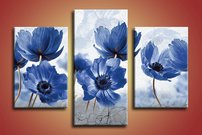 obrazy na stenu modré kvety 3 dielny